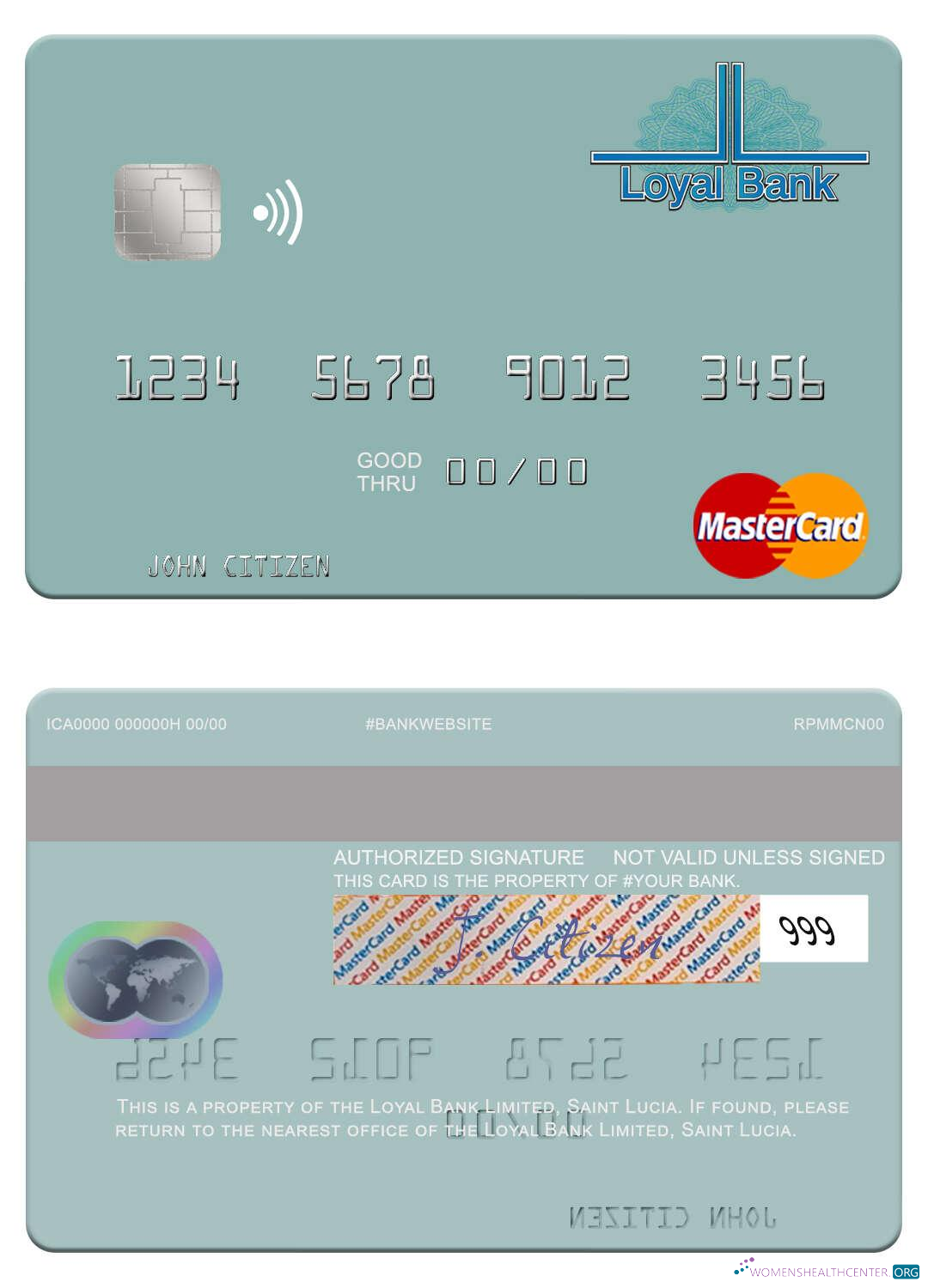Download Saint Lucia Loyal Bank Limited mastercard Photoshop template